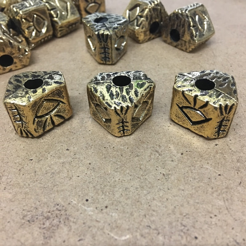 15x20mm Triangle Beads (10) - Gold - Vintage Metalised Beads