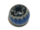 8mm Round (25)  - Blue & Black - Vintage Chevron Glass Beads