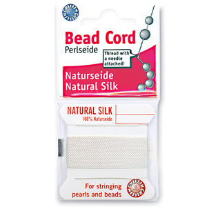 Size 7 (0.75mm) Silk Thread - White - Bead Shack