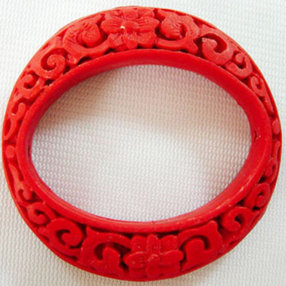50mm Frame (1) - Red - Cinnabar Oriental Carved Bead