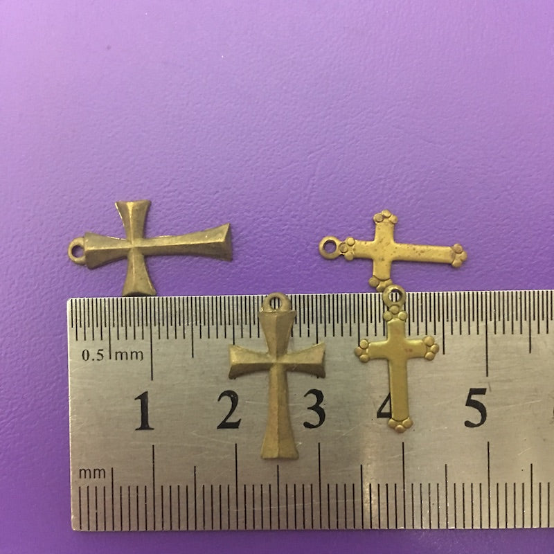 18mm Cross Charms (10) - Brass