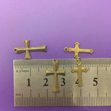 22mm Cross Charms (10) - Brass