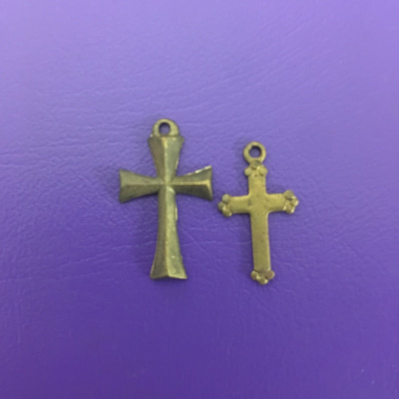 18mm Cross Charms (10) - Brass
