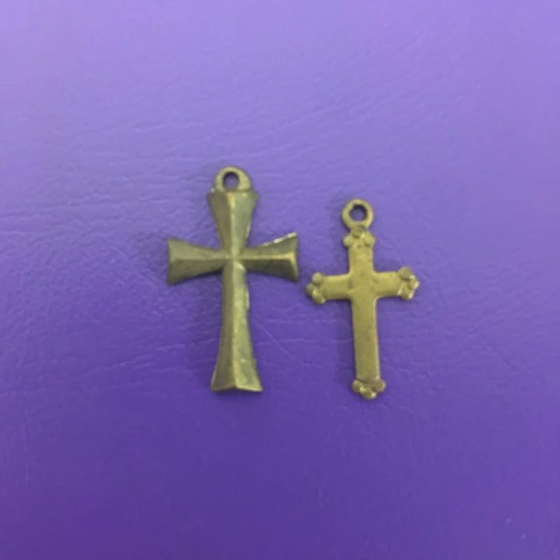 22mm Cross Charms (10) - Brass