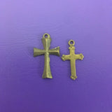 22mm Cross Charms (10) - Brass