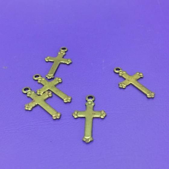 18mm Cross Charms (10) - Brass