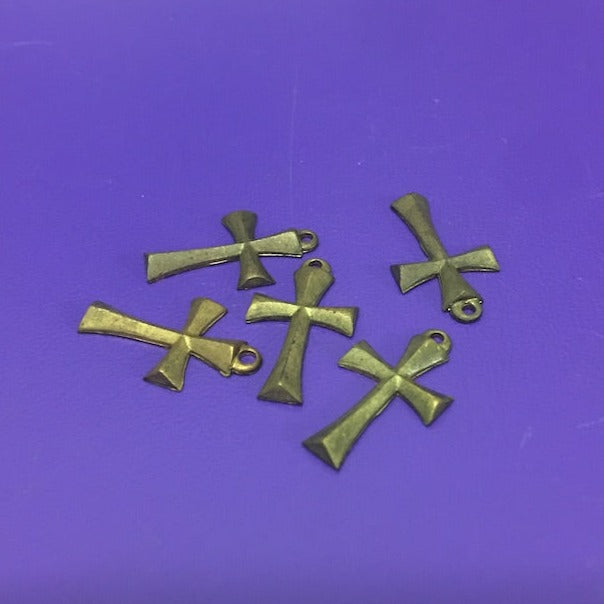 22mm Cross Charms (10) - Brass