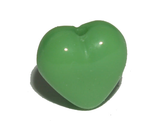 6mm Heart (25) - Apple Green Opaque - Vintage Czech Glass Beads