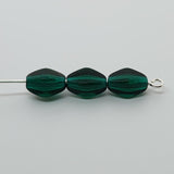 9x5mm Bicone (25) - Emerald Green Transparent - Vintage Czech Glass Beads