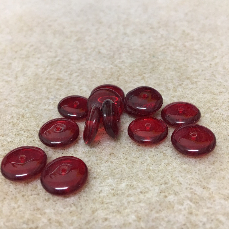 Ruby Red Transparent 12mm Rondelle Qty: 10 beads - Bead Shack