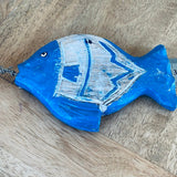 Flat Fish (1) - Blue - Nautical Wood Craft Decoration