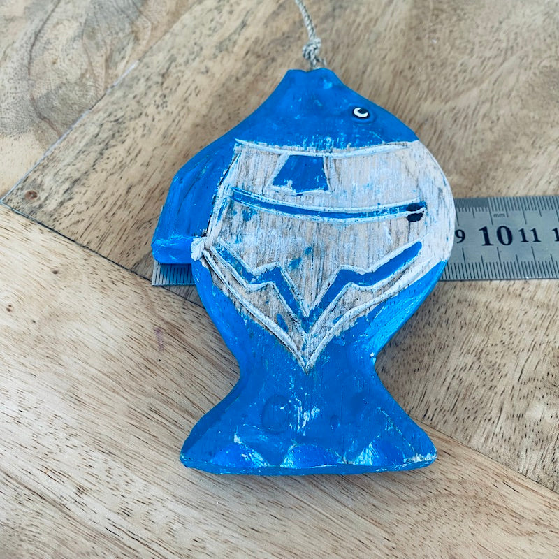 Flat Fish (1) - Blue - Nautical Wood Craft Decoration