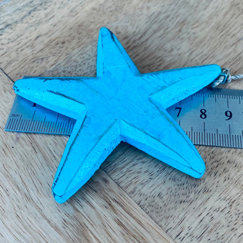 Starfish (1) - Turquoise - Nautical Wood Craft Decoration
