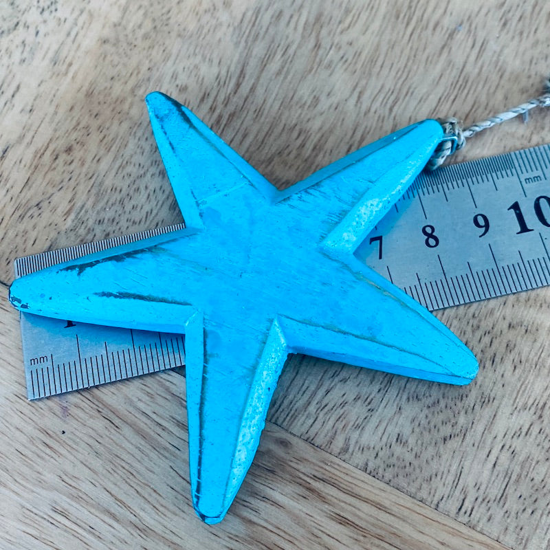 Starfish (1) - Turquoise - Nautical Wood Craft Decoration