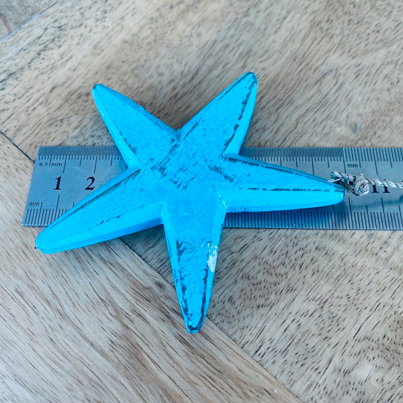 Starfish (1) - Turquoise - Nautical Wood Craft Decoration