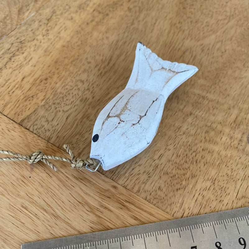 Small Fish (1) - White - Nautical Wood Craft Decoration - Bead Shack
