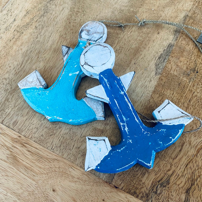 Anchor (1) - Turquoise - Nautical Wood Craft Decoration