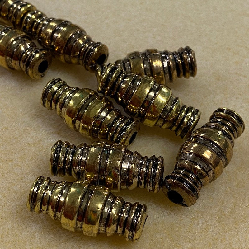28x12mm Tube (10) - Antique Gold - Persian Style Vintage Beads