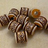 14x13mm Barrel (10) - Browns - Persian Style Vintage Beads