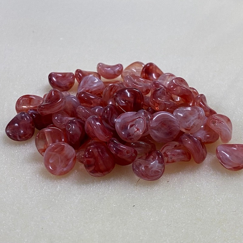 10mm Twisted Coin (50) - Ruby - Gemstone Look Vintage Lucite Beads