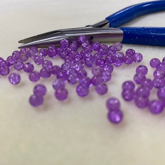 4mm Round Czech Glass Beads (50) - Purple Crackle - Bead Shack