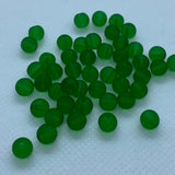 6mm Round (25) - Green Transparent Frosted - Vintage Czech Glass Beads