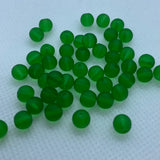 6mm Round (25) - Green Transparent Frosted - Vintage Czech Glass Beads