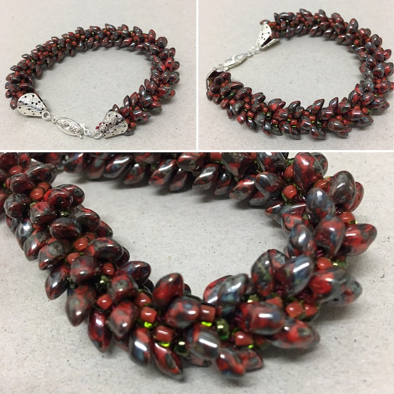 Kumihimo w. Magatamas Bracelet Pattern
