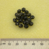 5x6mm Rondelle (25) - Black Opaque w. Gold - Vintage Czech Glass Beads