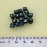 6mm Cube (25) - Green Opaque w. Gold - Vintage Czech Glass Beads