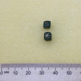 6mm Cube (25) - Green Opaque w. Gold - Vintage Czech Glass Beads