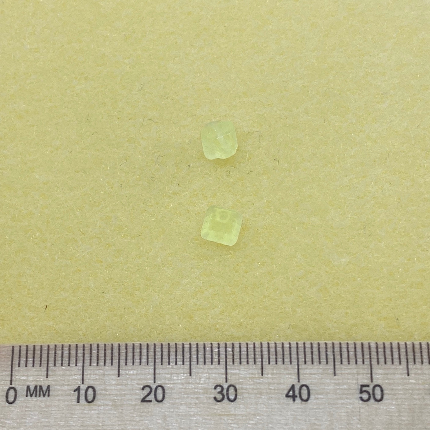 7x6mm Cross (25) - Lemon Transparent Frosted - Vintage Czech Glass Beads