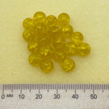 8mm Round (10) - Yellow Crackle - Vintage Czech Glass Beads