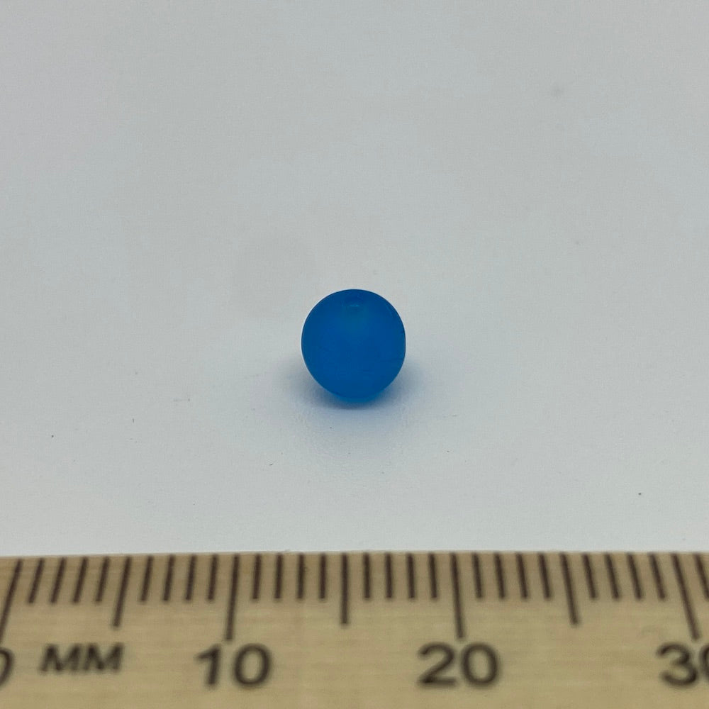 6mm Round (25) - Capri Blue Frosted - Vintage Czech Glass Beads