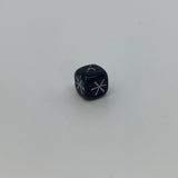 6mm Cube (25) - Black Opaque w. Silver - Vintage Czech Glass Beads