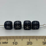 6mm Cube (25) - Black Opaque w. Silver - Vintage Czech Glass Beads