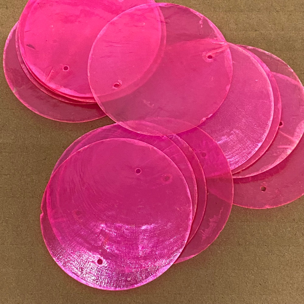 2-Hole 5cm Capiz Shells (15) - Hot Pink