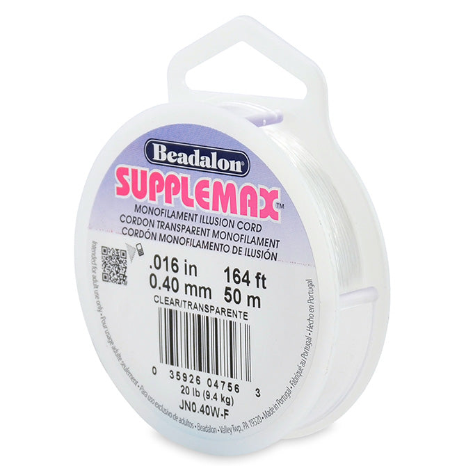 Ideal for fashioning the "Illusion" and "Floating" designs, SuppleMax Nylon Bead Stringing Material is extra soft and supple and drapes nicely.