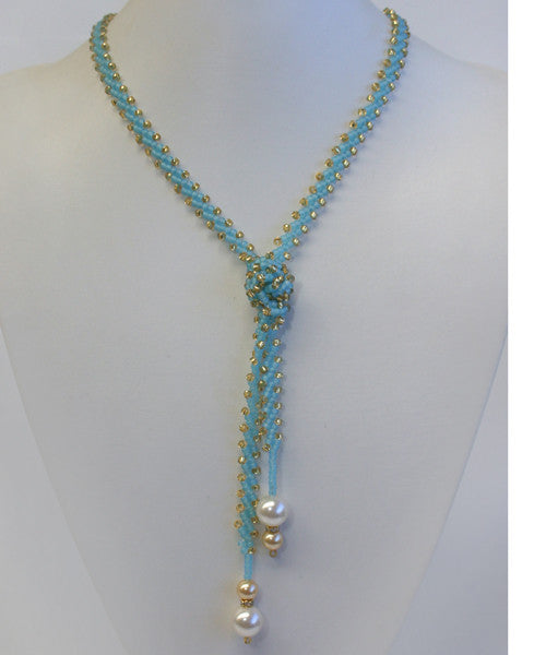 Blue AB/Gold Open Lariat Necklace Kit