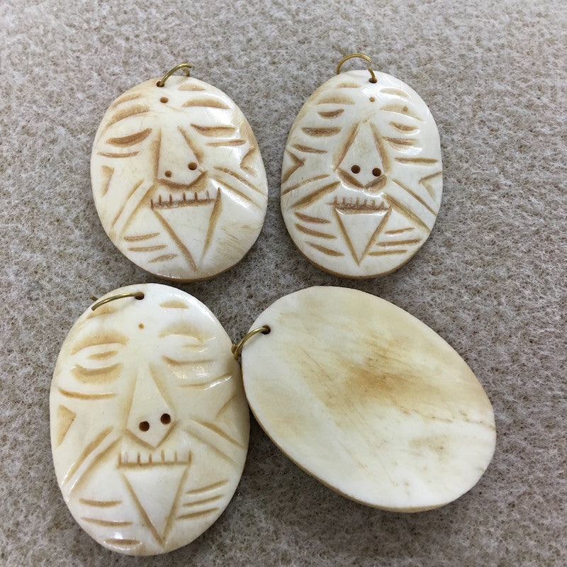 BONE Tribal Pendant (1) - Oval Face - Vintage Bone Pendant Beads