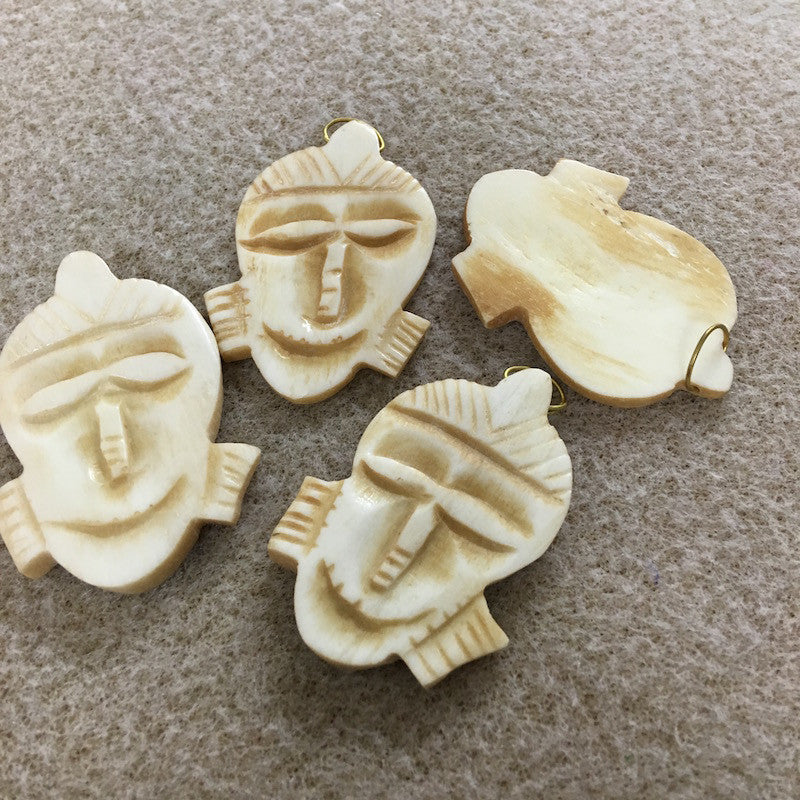 BONE Tribal Pendant (1) - Topknot - Vintage Bone Pedant Beads