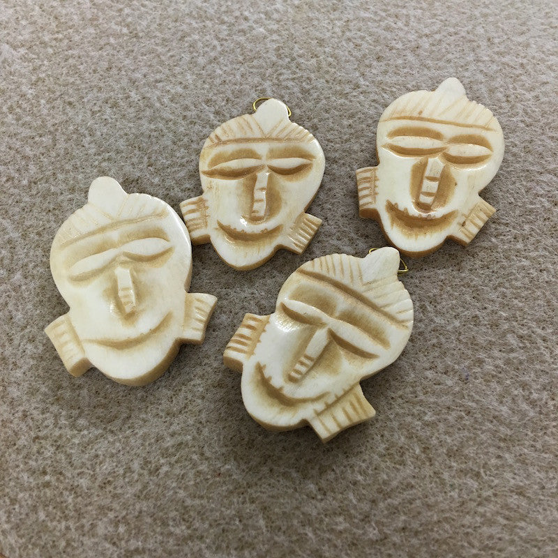 BONE Tribal Pendant (1) - Topknot - Vintage Bone Pedant Beads