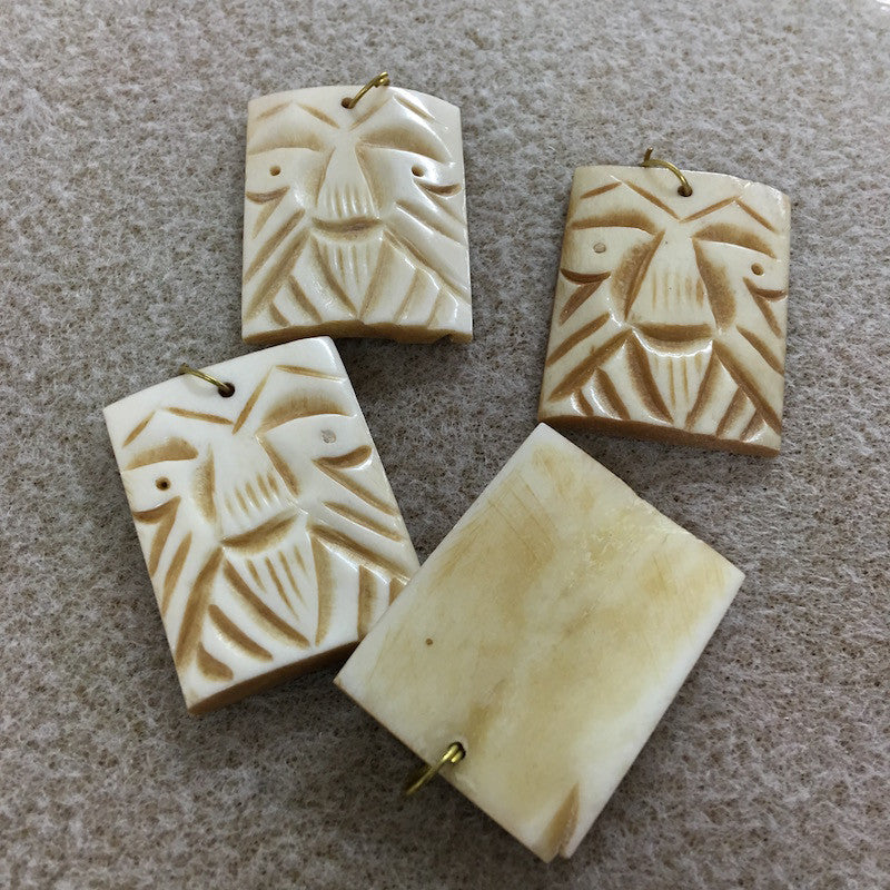 BONE Tribal Pendant (1) - Oblong Face - Vintage Bone Pemdant Beads