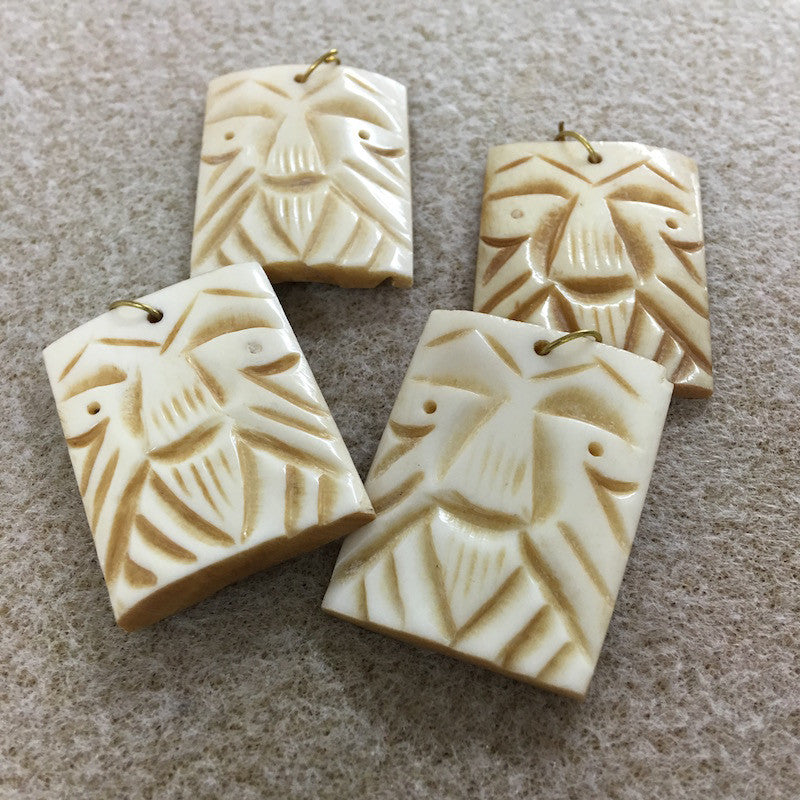 BONE Tribal Pendant (1) - Oblong Face - Vintage Bone Pemdant Beads