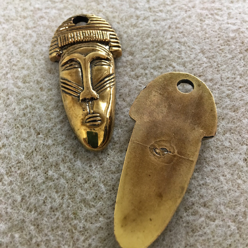 Acrylic Tribal Pendants (Gold) - Long Thin Face