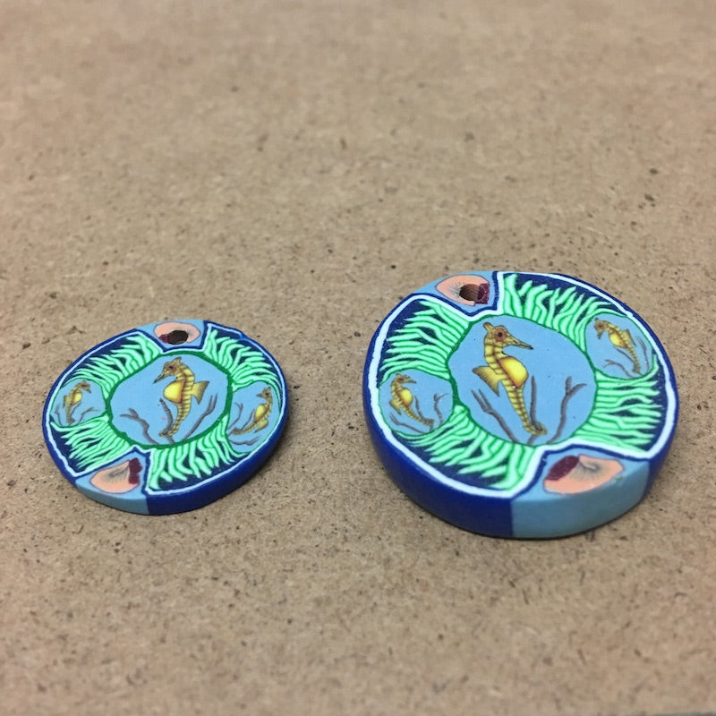 22mm Fimo Pendant (1) - Seahorse
