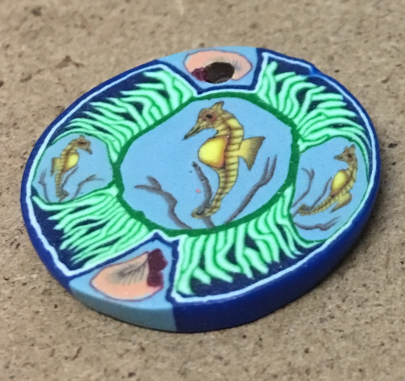22mm Fimo Pendant (1) - Seahorse