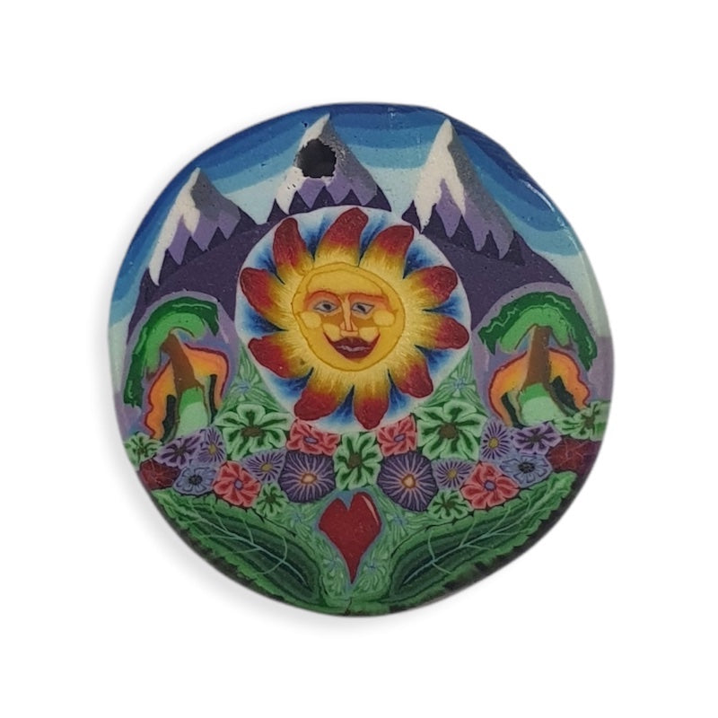 26mm Fimo Pendant (1) - Sun & 3 Mountains