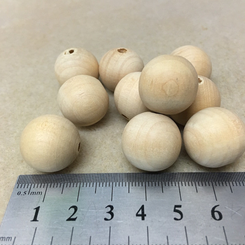 Raw Wood 20mm Round Beads