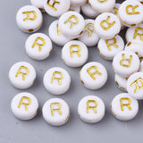 Alphabet Letter Beads (White/Gold) - R